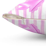 Orchid Lilac Damask Bow - Square Pillow