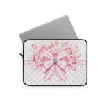 Candy Stripe Pink Couture Bow - Laptop Sleeve
