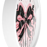 Black & Pink Ruffle Bow Couture | Pink Zebra Print - Wall Clock