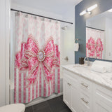 Pink Leopard Bow Couture - Shower Curtains