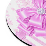 Orchid Lilac Damask Bow - Mouse Pad