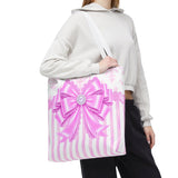 Orchid Lilac Damask Bow - Tote Bag
