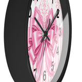 Princess Pink Damask Bow - Wall Clock