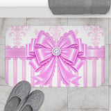 Orchid Lilac Damask Bow - Bath Mat