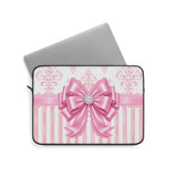 Princess Pink Damask Bow - Laptop Sleeve