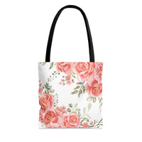 Tote Bag-Luscious Pink Floral-Gold Trim