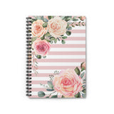 Small Spiral Notebook, 6x8in-Pink Cream Floral Dream-Stripes