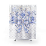 Duchess Blue Diamond Bow - Shower Curtains