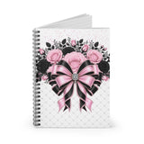 Pink Noir Couture Diamond Bow - Spiral Notebook