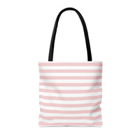 Tote Bag-Pink Cream Floral Dream-Stripes