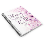 Purple Flower Bouquet - Blessed is the One - Spiral Notebook (Faith)