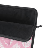 Laptop Sleeve-Glam Pink Mauve Bow-White Damask Diamonds