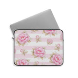 Pink Sugar Blossom Stripes - Laptop Sleeve