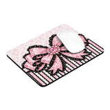 Ballet Pink Black Ruffle Leopard Bow - Mouse Pad