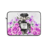 Laptop Sleeve - Purple Midnight Roses - Perfume Bottle White