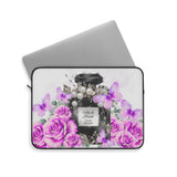 Laptop Sleeve - Purple Midnight Roses - Perfume Bottle White
