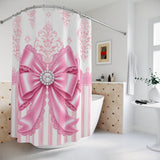 Princess Pink Damask Bow - Shower Curtains