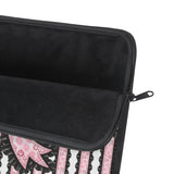 Ballet Pink Black Ruffle Leopard Bow Couture- Laptop Sleeve