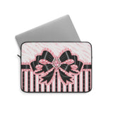 Black & Pink Ruffle Bow Couture | Pink Zebra Print - Laptop Sleeve