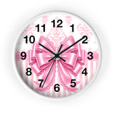 Princess Pink Damask Bow - Wall Clock