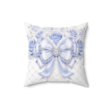 Duchess Blue Diamond Bow - Square Pillow