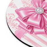 Princess Pink Damask Bow - Mouse Pad