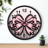 Ballet Pink Black Ruffle Leopard Bow Couture - Wall Clock
