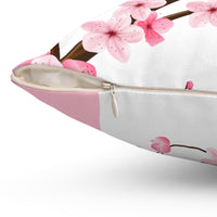 Square Pillow-Pink Floral Blossoms-White & Pink