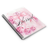 Spiral Notebook (Small) - Pink Blush & Roses Perfume Bottle - Blessed Black