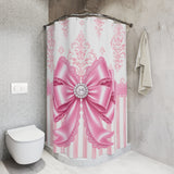 Princess Pink Damask Bow - Shower Curtains