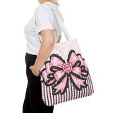 Ballet Pink Black Ruffle Leopard Bow Couture - Tote Bag