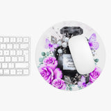 Mouse Pad - Purple Midnight Roses - Perfume Bottle White