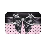 Black Satin Diamond Bow - Pink Polka Dots - Bath Mat