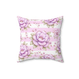 Lilac Sugar Blossom Stripes - Square Pillow