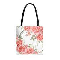 Tote Bag-Luscious Pink Floral-Gold Trim