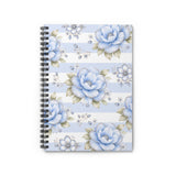 Powder Blue Sugar Blossom Stripes - Spiral Notebook