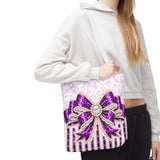 Purple Leopard Bow Couture - Tote Bag