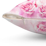 Square Pillow - Pink & Blush Perfume Bottle - Blessed Black