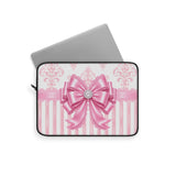 Princess Pink Damask Bow - Laptop Sleeve
