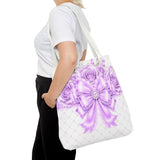 Lavender Lace Diamond Bow - Tote Bag