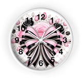 Pink Noir Couture Diamond Bow - Wall Clock