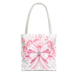 Candy Stripe Pink Couture Bow - Tote Bag