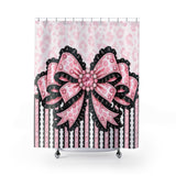 Ballet Pink Black Ruffle Leopard Bow Couture - Shower Curtains