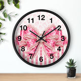 Pink Leopard Bow Couture - Wall Clock