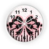 Black & Pink Ruffle Bow Couture | Pink Zebra Print - Wall Clock