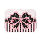 Black & Pink Ruffle Bow Couture | Pink Zebra Print - Bath Mat
