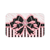 Black & Pink Ruffle Bow Couture | Pink Zebra Print - Bath Mat