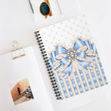 Celestial Blue Diamond | Damask Bow Couture - Spiral Notebook