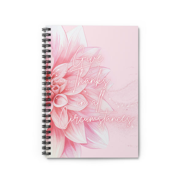 Spiral Notebook (Small) - Pink Dahlia Glitter - Give Thanks in all Circumstances