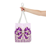 Purple Leopard Bow Couture - Tote Bag